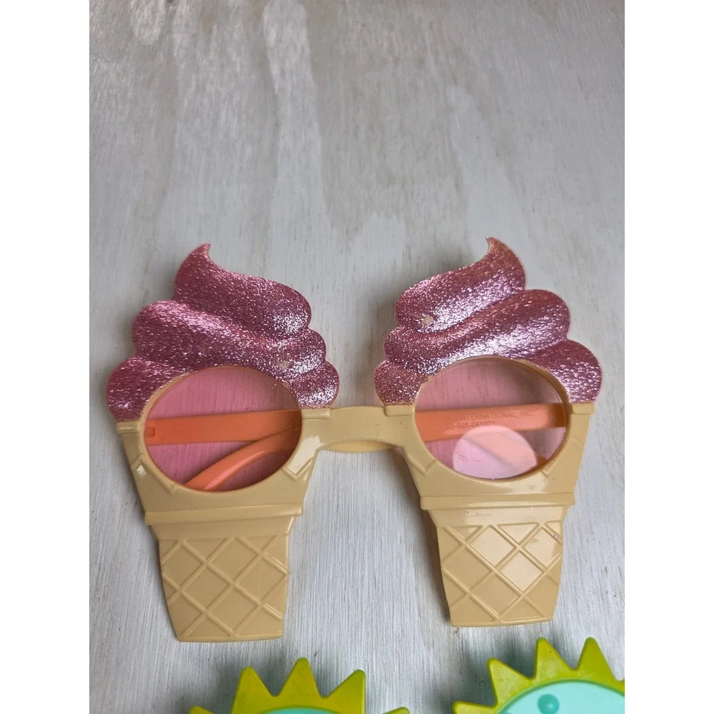 Kids Novelty Party Sunglasses Lot 4 Pack Pineapple Ice Cream Sombrero Dinosaur